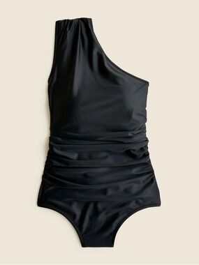 NWT J.Crew Re-Imagined One Shoulder Black Swimsuit Ruched Size 4 Sustainable